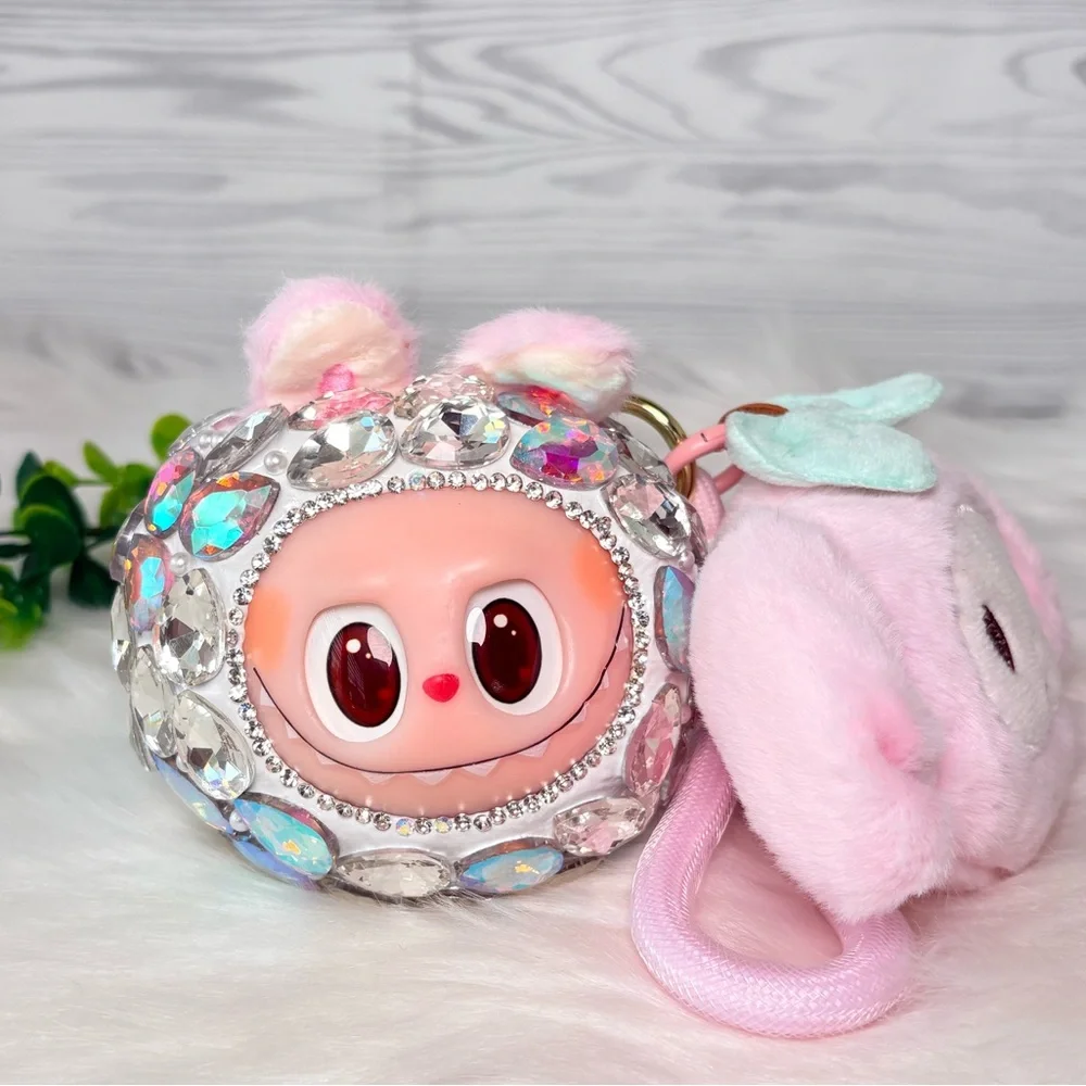 Sparkling Crystal Plush Monster Character Keychain/Bag Charm